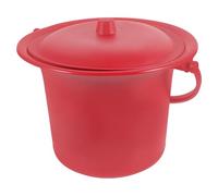 Pot de Chambre Portable Rouge en PP Couvercle, Style Mariage | Base Antidérapante, Bords Lisses et Ronds, Usage au Chevet Voyage, Rangement Compact