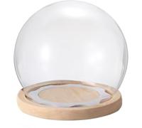 Pot De Cloche À Dôme En Verre, 1 Rond, Boule D'affichage Décoratif Table Avec Base Couleur Bois for Plantes, Figurines Collection, Bougies, Médailles(13cm)