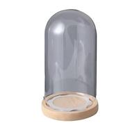Pot De Cloche À Dôme En Verre, 1 Rond, Boule D'affichage Décoratif Table Avec Base Couleur Bois for Plantes, Figurines Collection, Bougies, Médailles(15 * 15cm)