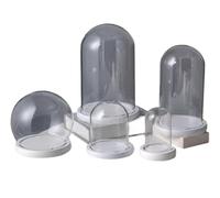 Pot De Cloche En Verre, 1 Pièce, Rond, Boule D'affichage Table Décoratif Avec Base Blanche for Plantes, Figurines Collection, Bougies, Médailles(15 * 15cm)