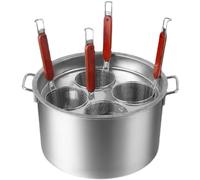 Pot de cuisinière de pâtes commerciale, ensemble de panier de traine d'insertion d'acier inoxydable de 3 trous, pot de stock compatible à induction de jauge lourde avec couvercle suspendu pour le rest