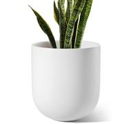 Pot de culture en céramique, grand format, 25 cm, blanc, avec trou de drainage