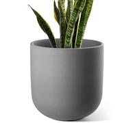 Pot de culture en céramique, grand format, 25 cm, couleur gris anthracite, avec trou de drainage
