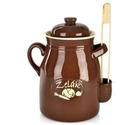 Pot de culture en céramique - Récipient de fermentation avec couvercle à fermeture à clip - 6 litres - Réutilisable - Nettoyage à la main uniquement - Marron