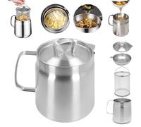 Pot de Filtre à Huile, Récipient à Graisse en Acier Inoxydable 304 avec Couvercle de Filtre, Couvercle Bien ajusté, Panier à Friture, Récipient à Huile de Graisse pour la (2L)