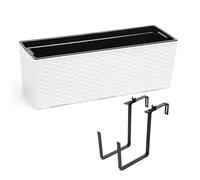 Pot de fleur a suspendre balcon jardiniere de balcon 56 cm blanc rattan rato