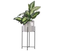Pot De Fleur Cache pot Rond D 14cm H 17cm Béton Gris Clair Surface Matelassée Orchidée Vase En Céramique Glamour Moderne
