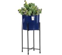Pot De Fleur Cache Pot Rond D 14cm H 17cm Béton Gris Foncé Surface Matelassée Orchidée Vase En Céramique Glamour Moderne Multicolore