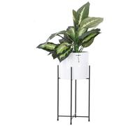 Pot De Fleur Cache pot Rond D 14cm H 17cm Blanc Émaillé Surface Matelassée Orchidée Vase En Céramique Moderne Glamour