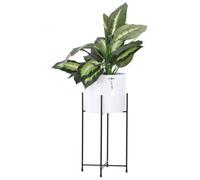 Pot De Fleur Cache pot Rond D 14cm H 17cm Blanc Émaillé Surface Matelassée Orchidée Vase En Céramique Moderne Glamour