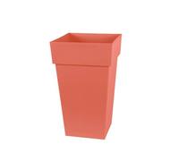 Pot De Fleur Carré Toscane 39 X H.65 Cm - Orange Terre Battue- Eda Gris