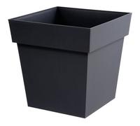 EDA - Pot de Fleurs Carré TOSCANE 38 L - Zone de Rétention d'Eau - Usage Intérieur ou Extérieur - 39 x 39 x 39 cm - Gris anthracite