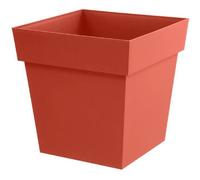 EDA - Pot de Fleur Carré Toscane 50 cm - 87 L - Intérieur & Extérieur - Zone de rétention d'eau pour Limiter l'Arrosage - Plastique Recyclé - 49,5 x 49,5 x H. 52,5 cm - Orange Terre Battue