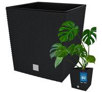 Pot de fleur extérieur - KOTARBAU - Aspect rotin - Carré 39×39×40 5 cm - 64 L - Insert intérieur amovible