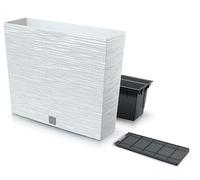 Pot de fleur Furu Tower 58x50 cm Blanc avec insert pour plantes | Pot de plantation moderne et haut au design d'aiguilles de pin | Résistant aux UV, au gel, robuste pour jardin, balcon, terrasse et