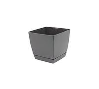 Pot de fleur glossy graphite carré 10 cm plastique Coubi,soucoupe amovilbe