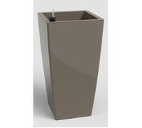 Pot de fleur haut carré avec système auto-arrosage PISA SWS - Plastique - Taupe - 33x33xH61cm - Int/Ext - ARTEVASI