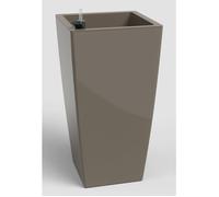 Pot de fleur haut carré avec système auto-arrosage PISA SWS - Plastique - Taupe - 40x40xH78cm - Int/Ext - ARTEVASI