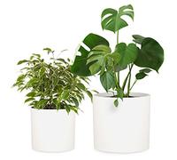 Fox & Fern Pot de Fleur Interieur et Extérieur, Jardinieres Exterieur, Pot Plante Résistant UV et Gel avec Bouchon de Drainage, Fiberstone, Jardiniere, Pot de Fleur Exterieur Grande Taille, Lot de 2