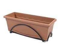 Plastiken Jardinière 50 x 20 cm avec plateau, support balcon et soucoupe – Orange rouille