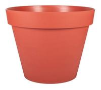 EDA - Pot de Fleur Rond Toscane Ø 40 cm - 23 L - Intérieur & Extérieur - Zone de rétention d'eau pour Limiter l'Arrosage - Plastique Recyclé - Ø 39,5 x H.31 cm - Orange Terre Battue
