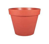 EDA - Pot de Fleur Rond Toscane Ø 40 cm - 23 L - Intérieur & Extérieur - Zone de rétention d'eau pour Limiter l'Arrosage - Plastique Recyclé - Ø 39,5 x H.31 cm - Orange Terre Battue