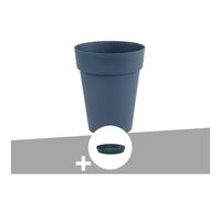 Pot De Fleur Rond Toscane Ø 44 X H.53 Cm Bleu Jean + Soucoupe - Eda Gris