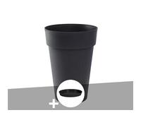 Pot de fleur rond Toscane Ø 46 x H.65 cm Anthracite + Soucoupe -