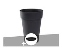Pot de fleur rond Toscane Ø 46 x H.65 cm Anthracite + Soucoupe - Eda anthracite G
