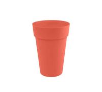EDA - Pot de Fleur Vase Haut Toscane Ø 46 cm - 67 L - Intérieur & Extérieur - Zone de rétention d'eau pour Limiter l'Arrosage - Plastique Recyclé - Ø 46 x H.65 cm - Orange Terre Battue