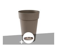 Pot De Fleur Rond Toscane Ø 46 X H.65 Cm Taupe + Soucoupe - Eda Multicolore