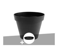 Pot de fleur rond Toscane Ø 60 x H.47 cm Anthracite + Soucoupe -