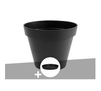 Pot de fleur rond Toscane Ø 60 x H.47 cm Anthracite + Soucoupe - Eda