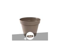 Pot de fleur rond Toscane Ø 60 x H.47 cm Taupe + Soucoupe -
