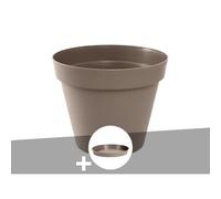 Pot De Fleur Rond Toscane Ø 60 X H.47 Cm Taupe + Soucoupe - Eda Multicolore