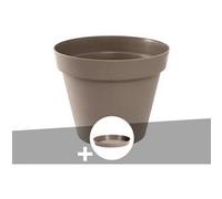 Pot de fleur rond Toscane Ø 60 x H.47 cm Taupe + Soucoupe - Eda Taupe G