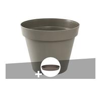 Pot De Fleur Rond Toscane Ø 80 X H.66 Cm Taupe + Soucoupe - Eda Multicolore