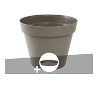 Pot De Fleur Rond Toscane Ø 80 X H.66 Cm Taupe + Soucoupe - Eda Multicolore