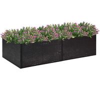 Pot de fleurs 157x80x40 cm, bac à fleurs noir en polyrotin, grand pot de fleurs, jardinière surélevée en métal, grand bac à fleurs pour l'extérieur, boîte à plantes noire, pot de fleurs surélevé, pot