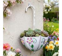 Pot de fleurs à suspendre en fer solide avec profil parapluie pour une utilisation en extérieur avec plantes grasses pour herbes et fleurs