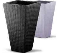 Pot de fleurs Anthracite 70 x 40 x 40 cm 59 L Bac à fleurs aspect polyrotin jardin terrasse intérieur extérieur jardinière cache-pot