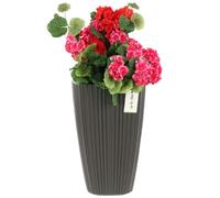 Pot de fleurs haut insert carré H 60cm anthracite rainures stylisées