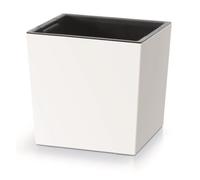 Prosperplast Pot de fleurs 2 en 1 avec pot intérieur, plastique carré 29,5×29,5×29 cm Blanc