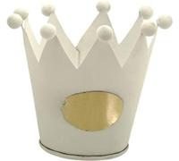 Pot de fleurs avec couronne en métal blanc