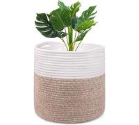 Pot de fleurs avec insert, 30 cm, en coton, blanc/kaki