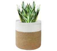 Pot de fleurs avec insert, 30 cm, en coton, blanc/marron