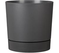 Scheurich PLANO+, jardinière en plastique, couleur : gris métallisé, 46,7 cm de diamètre, 46 cm de hauteur, 56 l de capacité.