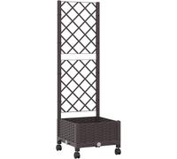 Pot de fleurs avec treillis et roulettes. Jardinière mobile avec treillis pour plantes grimpantes, idéale pour les tomates, les légumes, les fleurs. Convient pour balcon, terrasse et jardin. Couleur :