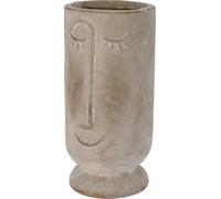 Pot de fleurs avec visage Moai - beige, h 45 cm, visage souriant