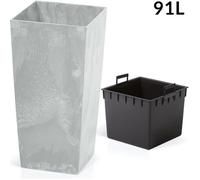 Pot de fleurs style Béton Gris 91 Litres Bac à fleur Cache pot Jardinière Terrasse Jardin Salon Entrée Intérieur Extérieur